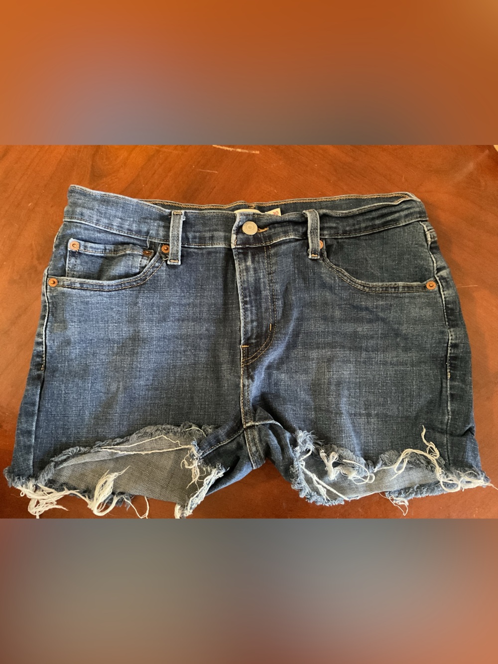 Women's Distressed Dark Blue Denim Shorts